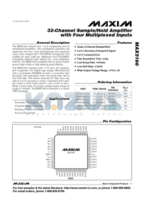 MAX5166LECM datasheet - 32-Channel Sample/Hold Amplifier with Four Multiplexed Inputs