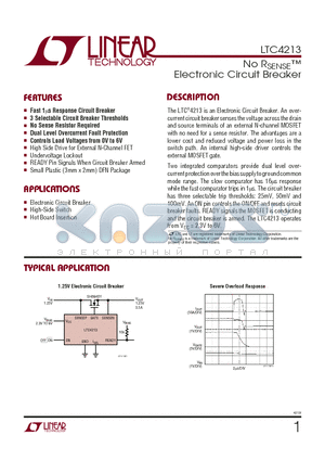LTC4213IDDB datasheet - No RSENSE Electronic Circuit Breaker