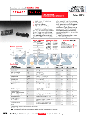 PT6408 datasheet - 3 AMP ADJUSTABLE INTEGRATED SWITCHING REGULATOR