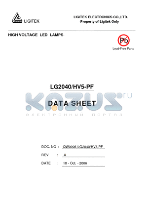 LG2040-HV5-PF datasheet - HIGH VOLTAGE LED LAMPS