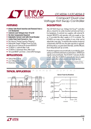 LTC4224-2 datasheet - Compact Dual Low Voltage Hot Swap Controller