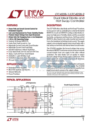 LTC4225 datasheet - Dual Ideal Diode and Hot Swap Controller