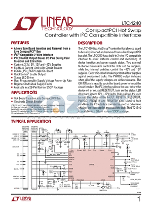 LTC4240CGN datasheet - CompactPCI Hot Swap Controller with I2C Compatible Interface
