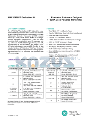 MAX5216LPT datasheet - Reference Design of 420mA Loop-Powered Transmitter