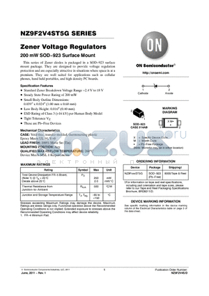 NZ9F4V3ST5G datasheet - Zener Voltage Regulators 200 mW SOD.923 Surface Mount