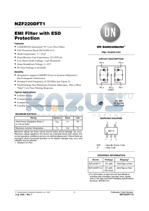 NZF220DFT1G datasheet - EMI Filter with ESD Protection