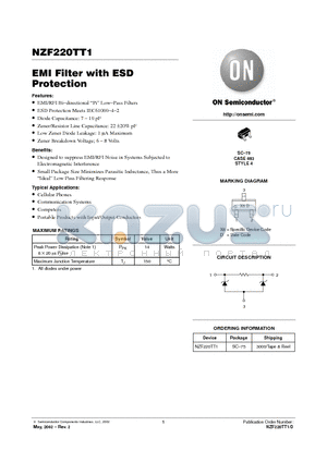 NZF220TT1 datasheet - EMI Filter with ESD Protection
