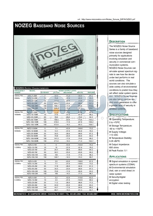 NZG-5-100K datasheet - NOIZEG BASEBAND NOISE SOURCES