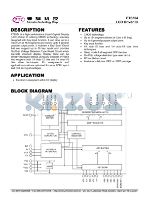 PT6554_10 datasheet - LCD Driver IC