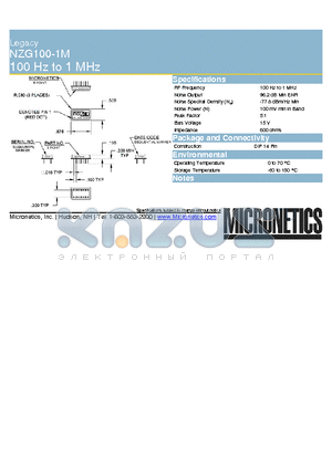 NZG100-1M datasheet - Legacy 100 Hz to 1 MHz