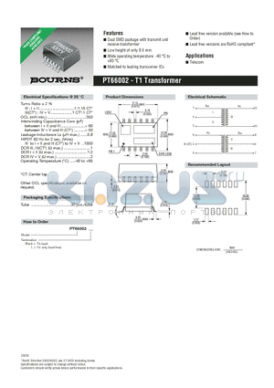 PT66002 datasheet - T1 Transformer