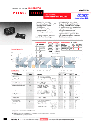 PT6600 datasheet - 9 AMP ADJUSTABLE INTEGRATED SWITCHING REGULATOR