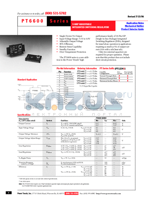 PT6602 datasheet - 9 AMP ADJUSTABLE INTEGRATED SWITCHING REGULATOR