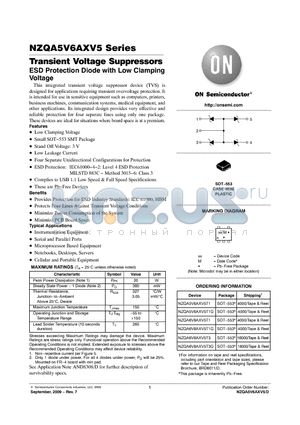 NZQA6V8AXV5T1 datasheet - Transient Voltage Suppressors ESD Protection Diode with Low Clamping Voltage