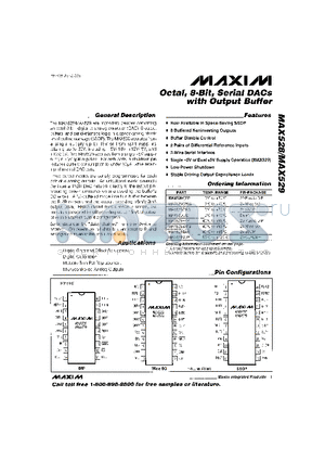 MAX529 datasheet - Octal, 8-Bit, Serial DACs with Output Buffer