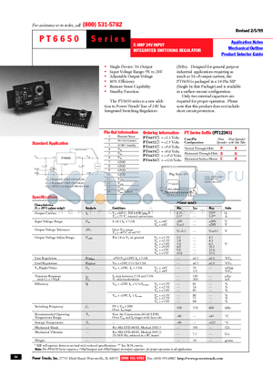 PT6656 datasheet - 5 AMP 24V INPUT INTEGRATED SWITCHING REGULATOR