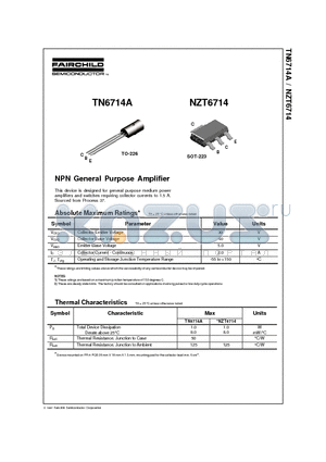 NZT6714 datasheet - NPN General Purpose Amplifier