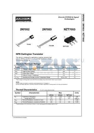 NZT7053 datasheet - NPN Darlington Transistor
