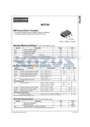 NZT753 datasheet - PNP Current Driver Transistor