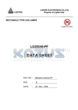 LG35540-PF datasheet - RECTANGLE TYPE LED LAMPS