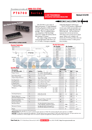 PT6705 datasheet - 13 AMP PROGRAMMABLE INTEGRATED SWITCHING REGULATOR