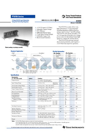 PT6705 datasheet - 13 Amp 5V/3.3V Input Adjustable Integrated Switching Regulator