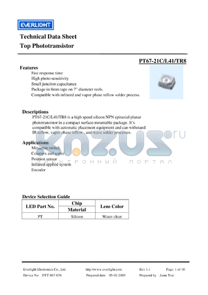 PT6721C datasheet - Top Phototransistor