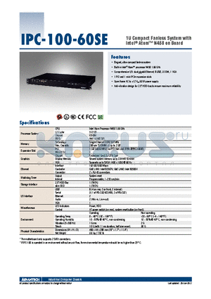 IPC-100-60SE datasheet - 1U Compact Fanless System with Intel^ Atom N450 on Board