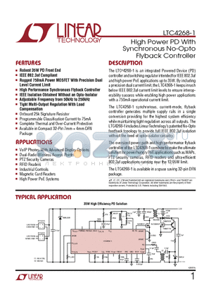 LTC4268-1_12 datasheet - High Power PD With Synchronous No-Opto Flyback Controller