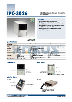 IPC-3026BP-15ZE datasheet - 6-Slot Desktop/Wallmount Chassis for Half-Size SBC