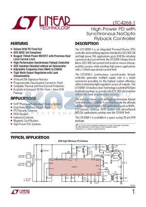 LTC4268CDKD-1-TR datasheet - High Power PD with Synchronous NoOpto Flyback Controller