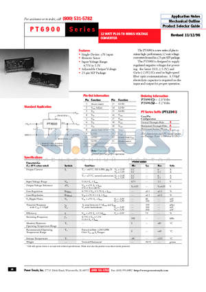 PT6902 datasheet - 12 WATT PLUS TO MINUS VOLTAGE CONVERTER