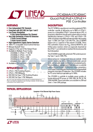 LTC4269-1 datasheet - Quad PoE/PoE/LTPoE PSE Controller