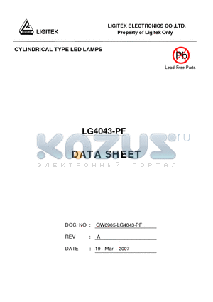 LG4043-PF datasheet - CYLINDRICAL TYPE LED LAMPS