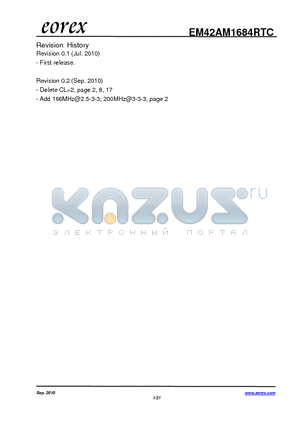 EM42AM1684RTC-6F datasheet - Single 2.5V a0.2V Power Supply