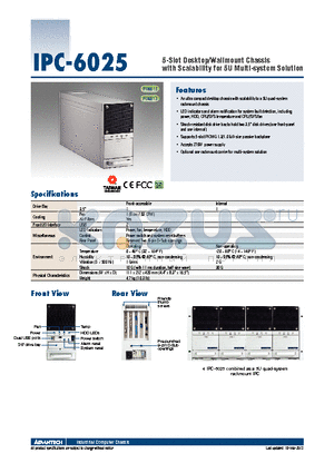 IPC-6025BP-27ZE datasheet - 5-Slot Desktop/Wallmount Chassis with Scalability for 5U Multi-system Solution