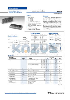 PT6931 datasheet - 5V TO 3.3V/2.5V 25 WATT DUAL OUTPUT INTEGRATED SWITCHING REGULATOR