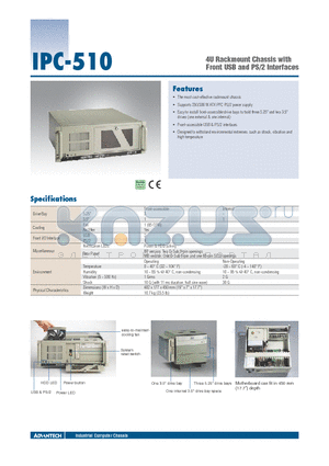 IPC-510BP-30ZBE datasheet - 4U Rackmount Chassis with Front USB and PS/2 Interfaces