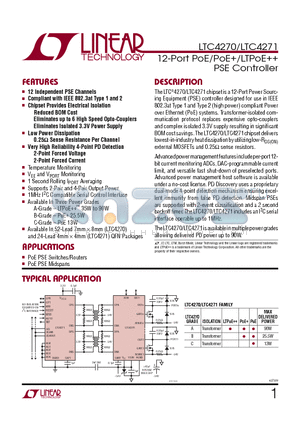 LTC4278 datasheet - 12-Port PoE/PoE/LTPoE PSE Controller