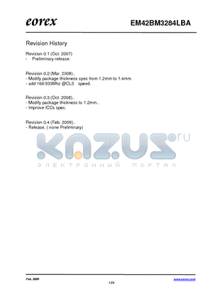 EM42BM3284LBA_09 datasheet - 1Gb (8M4Bank32) Double DATA RATE SDRAM