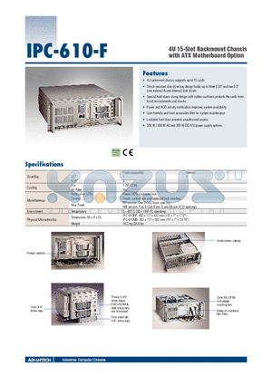 IPC-610MB-00XFCE datasheet - 4U 15-Slot Rackmount Chassis with ATX Motherboard Option