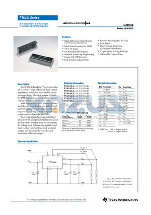 PT6946 datasheet - 6-A Dual Output 5-V/3.3-V Input Integrated Switching Regulator