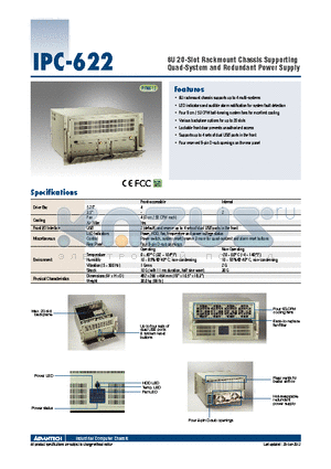 IPC-622BP-00RCE datasheet - 6U 20-Slot Rackmount Chassis Supporting Quad-System and Redundant Power Supply