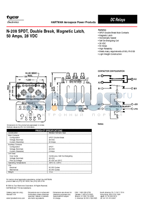 N-208 datasheet - HARTMAN Aerospace Power Products