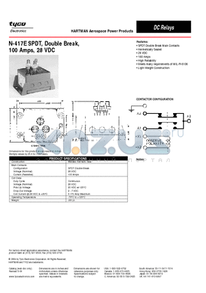 N-417E datasheet - SPDT, Double Break, 100 Amps, 28 VDC