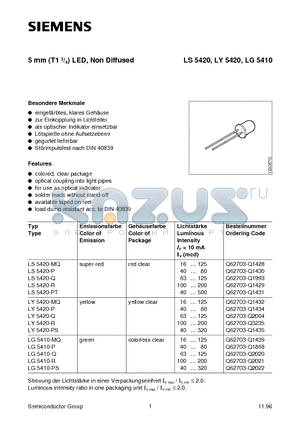 LG5410-Q datasheet - 5 mm (T1 3/4) LED, Non Diffused