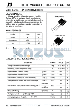 JX04 datasheet - 4A SENSITIVE SCRs