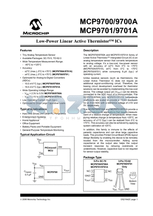 MCP9701-E/LT datasheet - Low-Power Linear Active Thermistor ICs