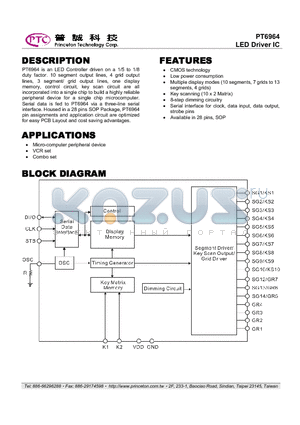 PT6964-S datasheet - LED Driver IC