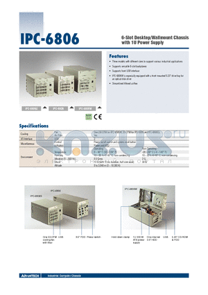 IPC-6806SB-15ZBE datasheet - 6-Slot Desktop/Wallmount Chassis with 1U Power Supply